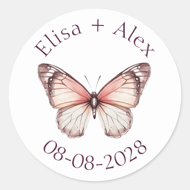 Adesivo Noivado de Casamento de Borboletas Elegante PERSON (Frente)