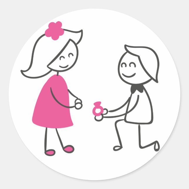 Adesivo Noivado De Casamento De Cartoon Noiva E Noiva (Frente)