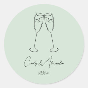 Adesivo Noivado de Casamento de Vidro de Champagne Elegant