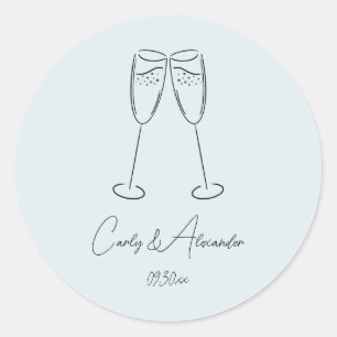 Adesivo Noivado de Casamento de Vidro de Champagne Elegant