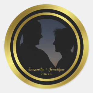 Adesivo Noivado elegante moderno do casamento da foto da