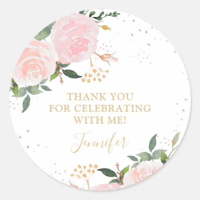 Adesivo Noivado Floral Rosa Dourado (Frente)