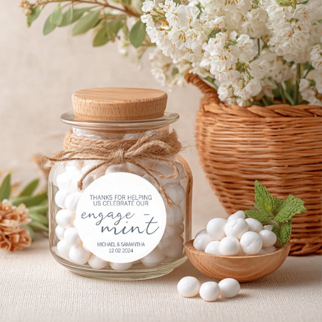 Adesivo Noivado Mint Obrigado (Personalized Engagement Party Favor Label)