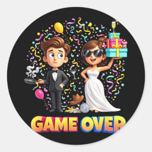 Adesivo noivo de game-over noiva casamento solteirão