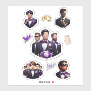 Adesivo Noivo e Padrinhos Roxo