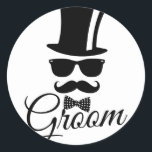 Adesivo Noivo engraçado<br><div class="desc">Design engraçado e clássico para homens, principalmente para homens clássicos e hipsteres.</div>