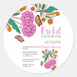 Adesivo Noivos Amantes de Borboletas Rosa Floral Script Ca