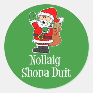 Adesivo Nollaig Shona Duit Papais noeis de Natal irlandese