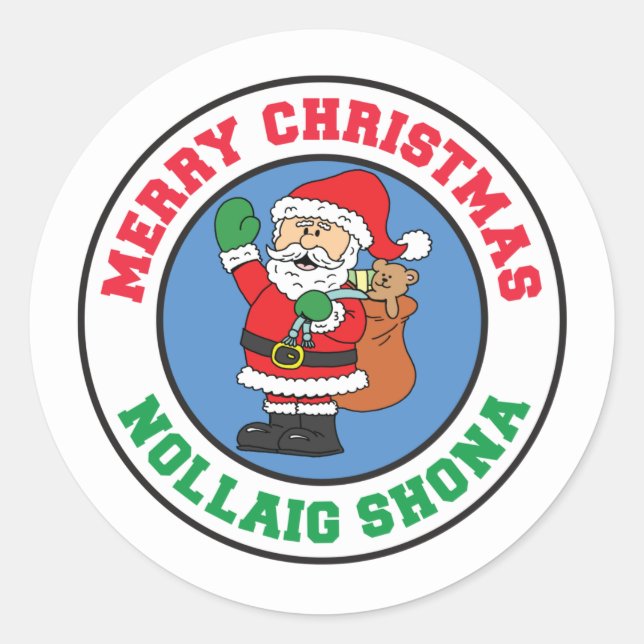 Adesivo Nollaig Shona Papais noeis de Natal irlandeses (Frente)