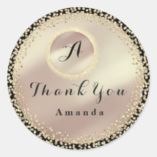 Adesivo Nome Agradecido Glitter Monograma Rosa Dourada Pre