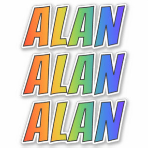 Adesivo Nome "ALAN" com coloração do arco-íris do
