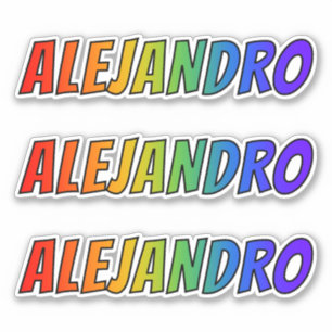 Adesivo Nome "ALEJANDRO" com coloração do arco-íris do