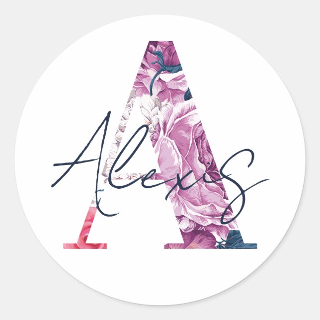 Adesivo Nome Alexis Custom Sticker Girls Label Floral A (Frente)
