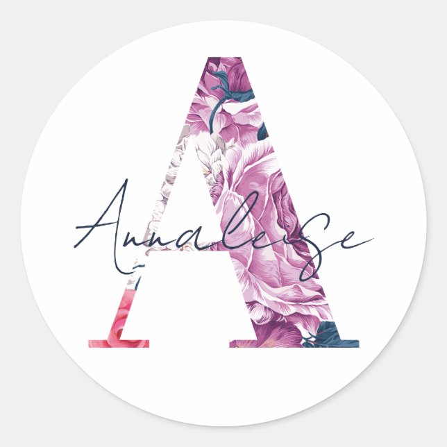Adesivo Nome Annaleise Custom Sticker Girls Label Floral A (Frente)