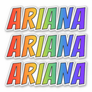 Adesivo Nome "ARIANA" com coloração do arco-íris do