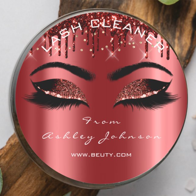 Adesivo Nome Beauhes Lashes Burgundy Dourado Eyelashes (Name Beauty Lashes Burgundy Gold Eyelashes Classic Round Sticker)