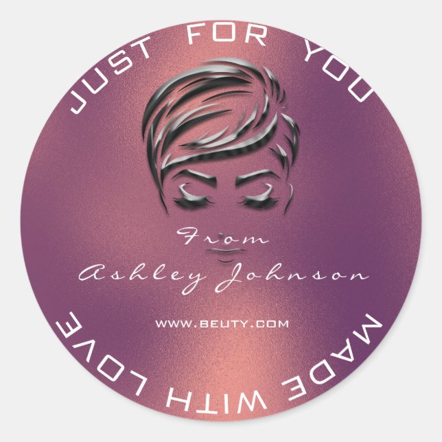 Adesivo Nome Beauon Salon Glitter Copper Rosa Obrigado Lux (Frente)