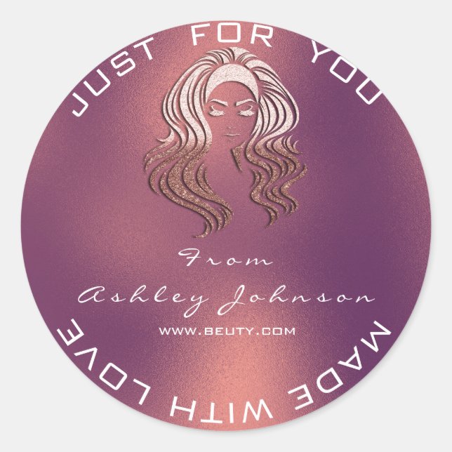 Adesivo Nome Beauon Salon Glitter Copper Rosa Obrigado Lux (Frente)