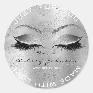 Adesivo Nome Beauon Salon Glitter Silver Cinza Obrigado