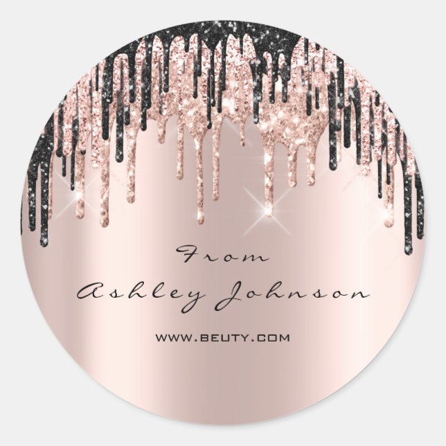 Adesivo Nome Beauty Rosa Black Drives Web Obrigado (Frente)
