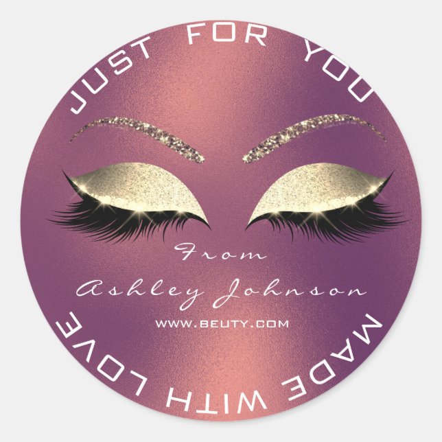 Adesivo Nome Beauty Salon Glitter Copper Rosa Obrigado (Frente)