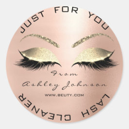 Adesivo Nome Beauty Salon Glitter Rosa Dourado Lash Cleane