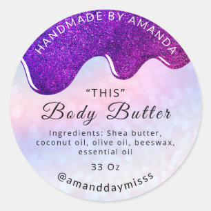 Adesivo Nome Body Butter Drivers Holographic Rosa Glitter