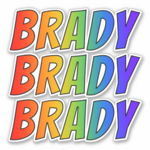 Adesivo Nome "BRADY" com coloração do arco-íris do