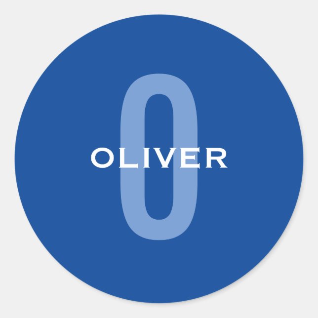 Adesivo Nome Branco Azul do Monograma Personalizado (Frente)