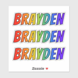 Adesivo Nome "BRAYDEN" com coloração do arco-íris do