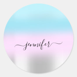 Adesivo Nome Bridal OMBRE Minimalismo Cor-de-rosa Prata Az