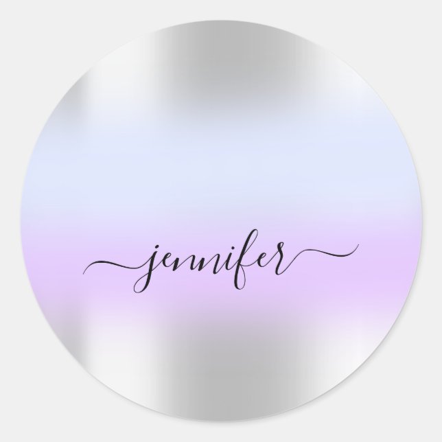 Adesivo Nome Bridal OMBRE. Obrigado Prata Azul Roxo (Frente)