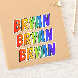 Adesivo Nome "BRYAN" com coloração do arco-íris do