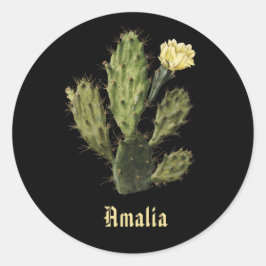 Adesivo Nome Cactus Flower Vintage Sticker Preto