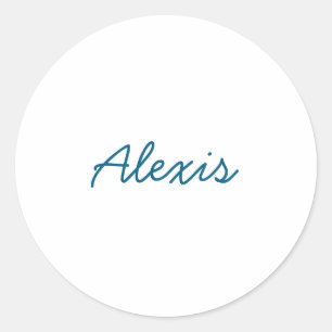 Adesivo Nome Caligrafia Script Simples Branco Azul