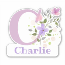 Nome Charlie mais inicial com Floral Design