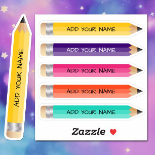 Adesivo Nome Colorido Pencil Sticker Custom-Cut Vinil