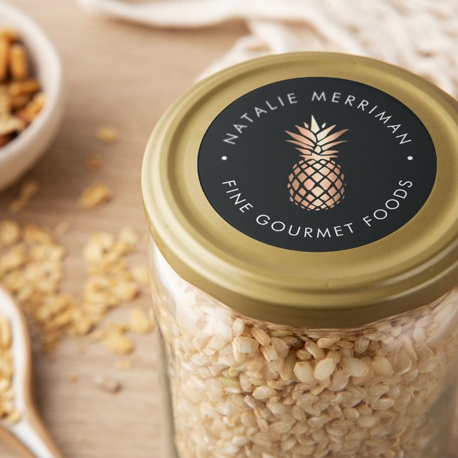 Adesivo Nome Comercial de Abacaxi de Cobre Elegante (Criador carregado)