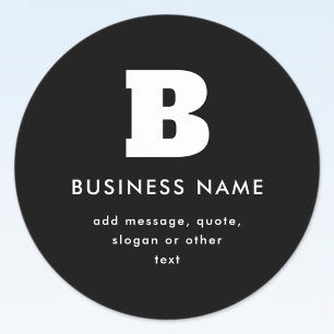 Adesivo Nome comercial e slogan editáveis Preto e Branco