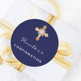 Adesivo Nome cruzado do marinho azul de confirmação