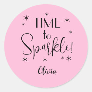 Adesivo Nome Cute Pink Hora de Brilhar 1.25-in
