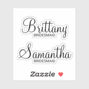 Adesivo Nome da Bridesmaid Personalizada Moderna