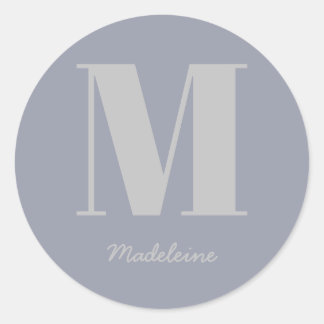 Adesivo Nome da Cinza inicial do Monograma mínimo moderno