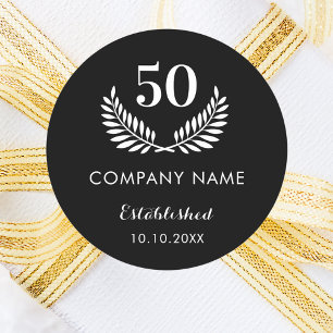 Adesivo Nome da empresa branca preta estabelecido