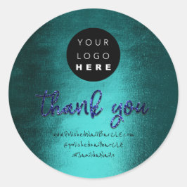 Adesivo Nome da empresa de logotipo Obrigado Comprando Azu