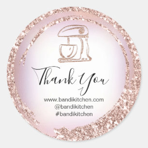 Adesivo Nome da empresa do logotipo Rosa Glitter Kitchen