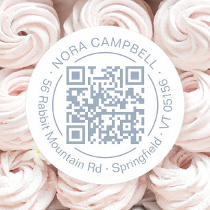 Adesivo Nome da empresa Endereço Round QR Code Dusty Blue