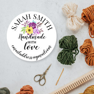 Adesivo Nome da empresa floral feito à mão com amor