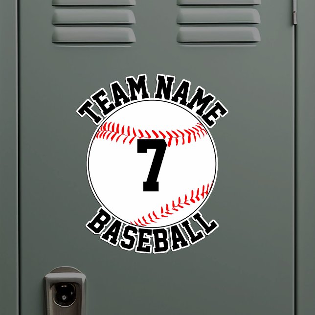 Adesivo Nome da Equipe de Baseball e Número do Jogador Per (Custom baseball sticker with team name and player number on metal locker)