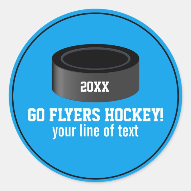 Adesivo Nome da Equipe Personalizada do Hockey Puck, Ano,  (Frente)